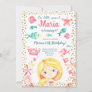 Mermaid Zee Birthday Invitation Kaart