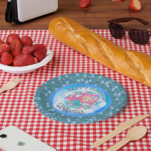 Mermaid Zee Blue Green Scales Paper Bord (Picknick)