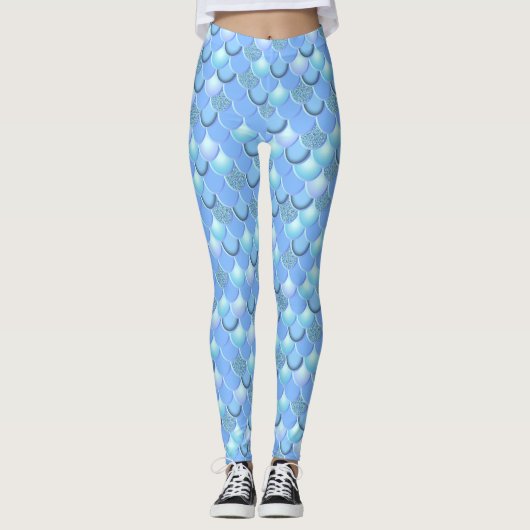 Mermaid Zee Blue Scale Leggings (Voorkant)