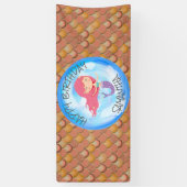 Mermaid Zee Brown Oranje Birthday Banner (Verticaal)