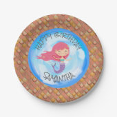 Mermaid Zee brown Sinaasappel Birthday Paper Bord (Voorkant)