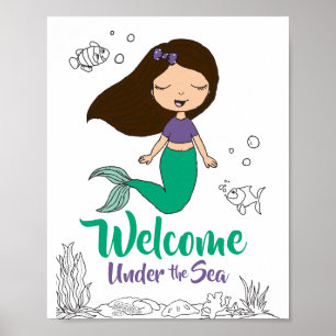 Mermaid Zee Creator Party Black Mermaid Cartoon Poster