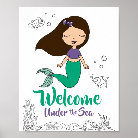 Mermaid Zee Creator Party Black Mermaid Cartoon Poster (Voorkant)