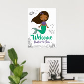 Mermaid Zee Creator Party Black Mermaid Cartoon Poster (Thuiskantoor)