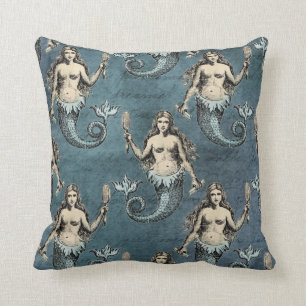 Mermaid Zee creëert Ocean Blue Color Handwriting Kussen