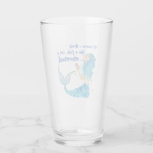 Mermaid Zee | Drink als een vis Glas (Achterkant)
