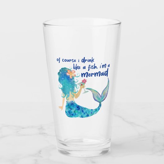 Mermaid Zee | Drink als een vis Glas (Voorkant)