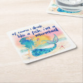 Mermaid Zee | Drink als een vis Kartonnen Onderzetters (Schuin)