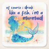 Mermaid Zee | Drink als een vis Kartonnen Onderzetters (Voorkant)