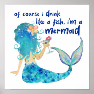 Mermaid Zee   Drink als een vis Poster