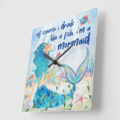 Mermaid Zee | Drink als een vistropisch strand Vierkante Klok (Hoek)