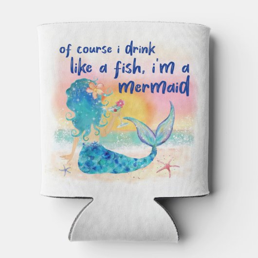 Mermaid Zee | Drink als vistropisch strand Blikjeskoeler (Achterkant)