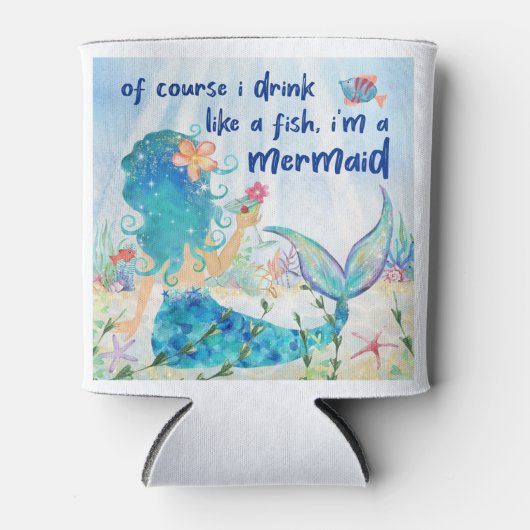 Mermaid Zee | Drink zoals viszee Blikjeskoeler (Voorkant)