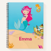 Mermaid Zee Floor Shells Ship Notebook Pink Notitieboek (Voorkant)