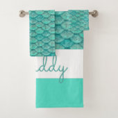 Mermaid Zee Green Scales Bad Handdoek (Insitu)