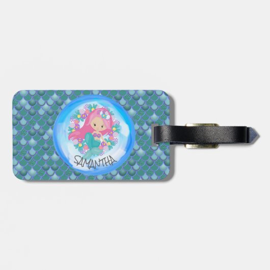 Mermaid Zee Green Scales Bagagelabel (Achterkant horizontaal)