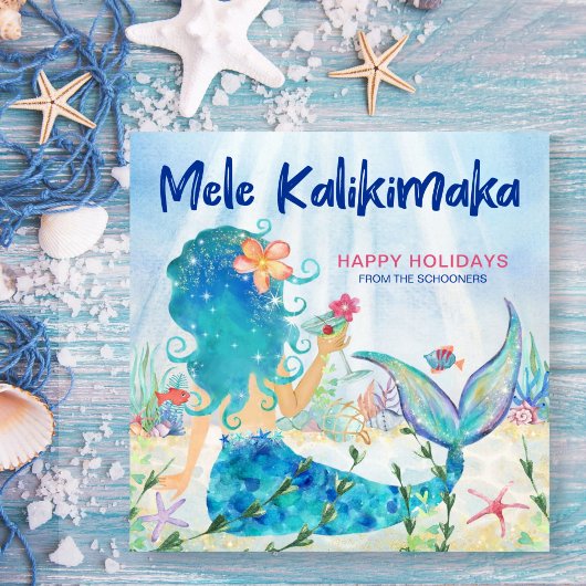 Mermaid Zee | Mele Kalikimaka Coral Reef Feestdagenkaart