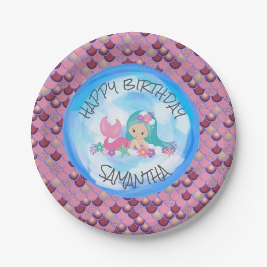 Mermaid Zee Paars Roze Bord (Voorkant)