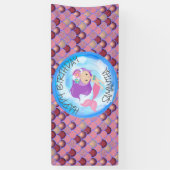 Mermaid Zee Paars Roze Schalen Spandoek (Verticaal)