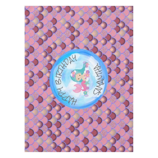 Mermaid Zee Paars Roze Schalen Tablecloth Tafelkleed (Voorkant)