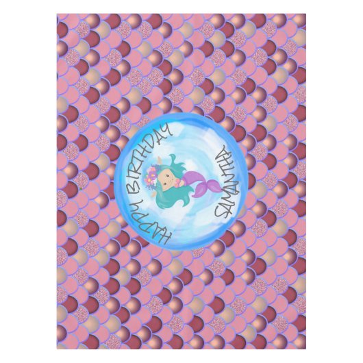 Mermaid Zee Paars Roze Schalen Tablecloth Tafelkleed (Voorkant)