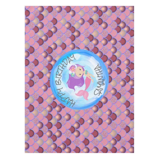 Mermaid Zee Paars Roze Schalen Tafelkleed (Voorkant)