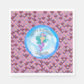 Mermaid Zee Paarse Roze Schaaltjes Napkins Servet (Voorkant)