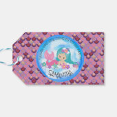 Mermaid Zee Paarse roze schalen Dank je Label cade Cadeaulabel (Achterkant Horizontaal)