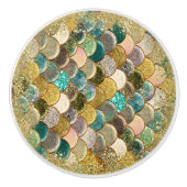 Mermaid Zee Scales Beachy Glamor Chic Keramische Knop (Voorkant)