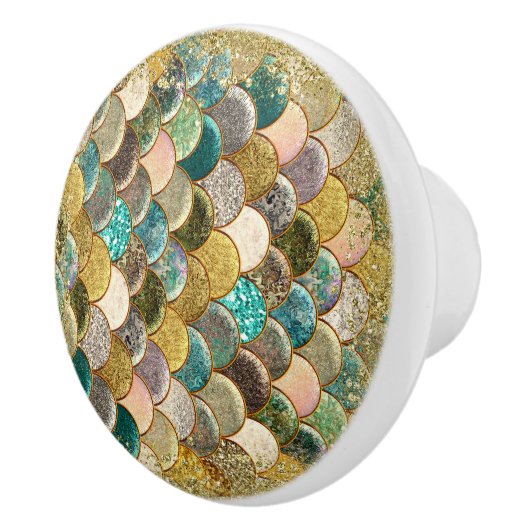 Mermaid Zee Scales Beachy Glamor Chic Keramische Knop (Rechts)