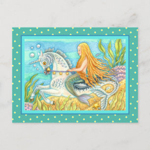MERMAID & ZEE STALLION, WHIMSICAL FANTASY UNICORN BRIEFKAART