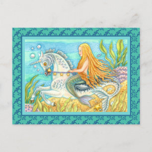 MERMAID & ZEE STALLION, WHIMSICAL FANTASY UNICORN BRIEFKAART