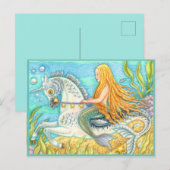 MERMAID & ZEE STALLION, WHIMSICAL FANTASY UNICORN BRIEFKAART (Voorkant / Achterkant)
