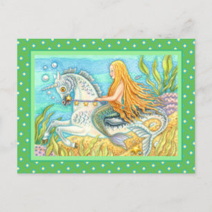 MERMAID & ZEE STALLION, WHIMSICAL FANTASY UNICORN BRIEFKAART