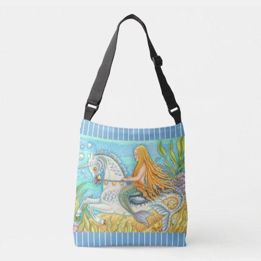 MERMAID & ZEE STALLION, WHIMSICAL FANTASY UNICORN CROSSBODY TAS (Voorkant)