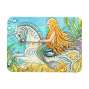 MERMAID & ZEE STALLION, WHIMSICAL FANTASY UNICORN MAGNEET