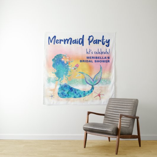 Mermaid Zee Tropical Beach Photo Backdrop Wandkleed (In situ)
