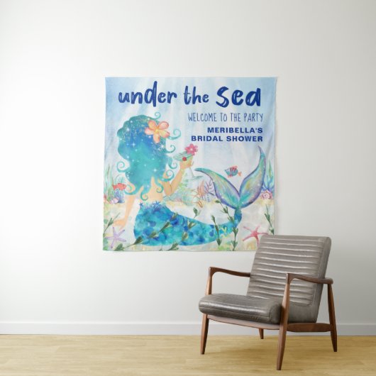 Mermaid Zee Tropical Ocean Photo Backdrop Tapestry Wandkleed (In situ)