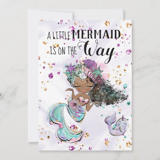 ~ Mermaid Zee Unicorn Baby Girl Shower Kaart (Voorkant)