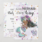~ Mermaid Zee Unicorn Baby Girl Shower Kaart (Voorkant / Achterkant)