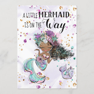 ~ Mermaid Zee Unicorn Baby Girl Shower Kaart