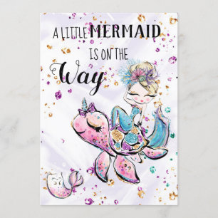 ~ Mermaid Zee Unicorn Cat Baby shower Invitation Kaart