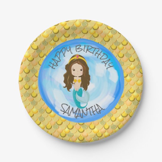 Mermaid Zee Yellow Scales Paper Bord (Voorkant)