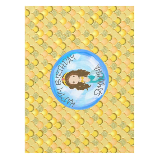 Mermaid Zee yellow Scales Tablecloth Tafelkleed (Voorkant)