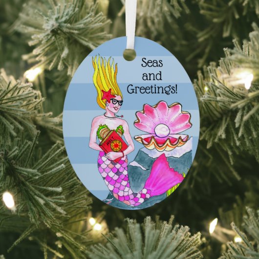 Mermaid Zeeen and Greetings Personalized Metalen Ornament (Insitu)