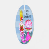 Mermaid Zeeen and Greetings Personalized Metalen Ornament (Voorkant links)