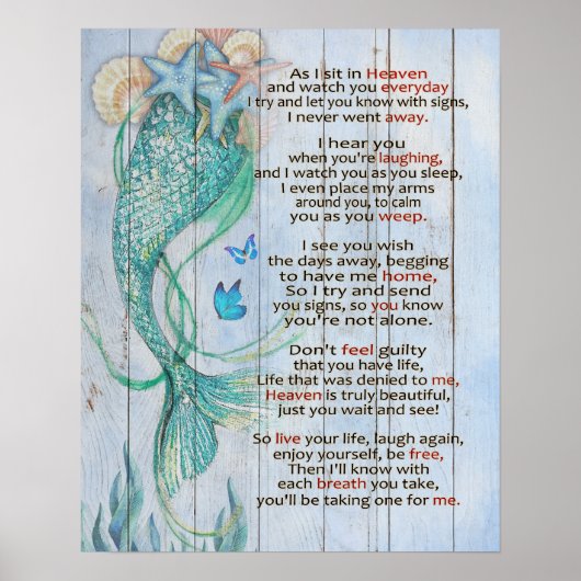 MERMAID ZOALS IK ZIT IN HEAVEN Memorial Gifts Poster (Voorkant)