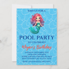 Mermaid zwembadfeest uitnodigingen