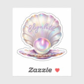 Mermaidcore Pastel Iridescent Pearl Clamshell Sticker (Vel)