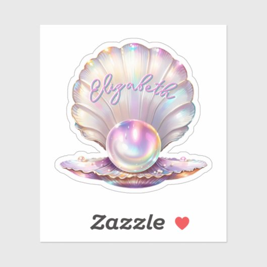 Mermaidcore Pastel Iridescent Pearl Clamshell Sticker (Vel)